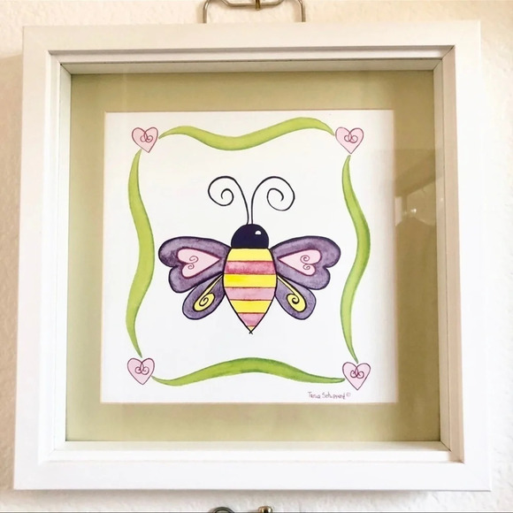 Lot of 2 Tania Schuppert love bugs wall art butterfly & dragonfly excellent cond - Picture 3 of 5